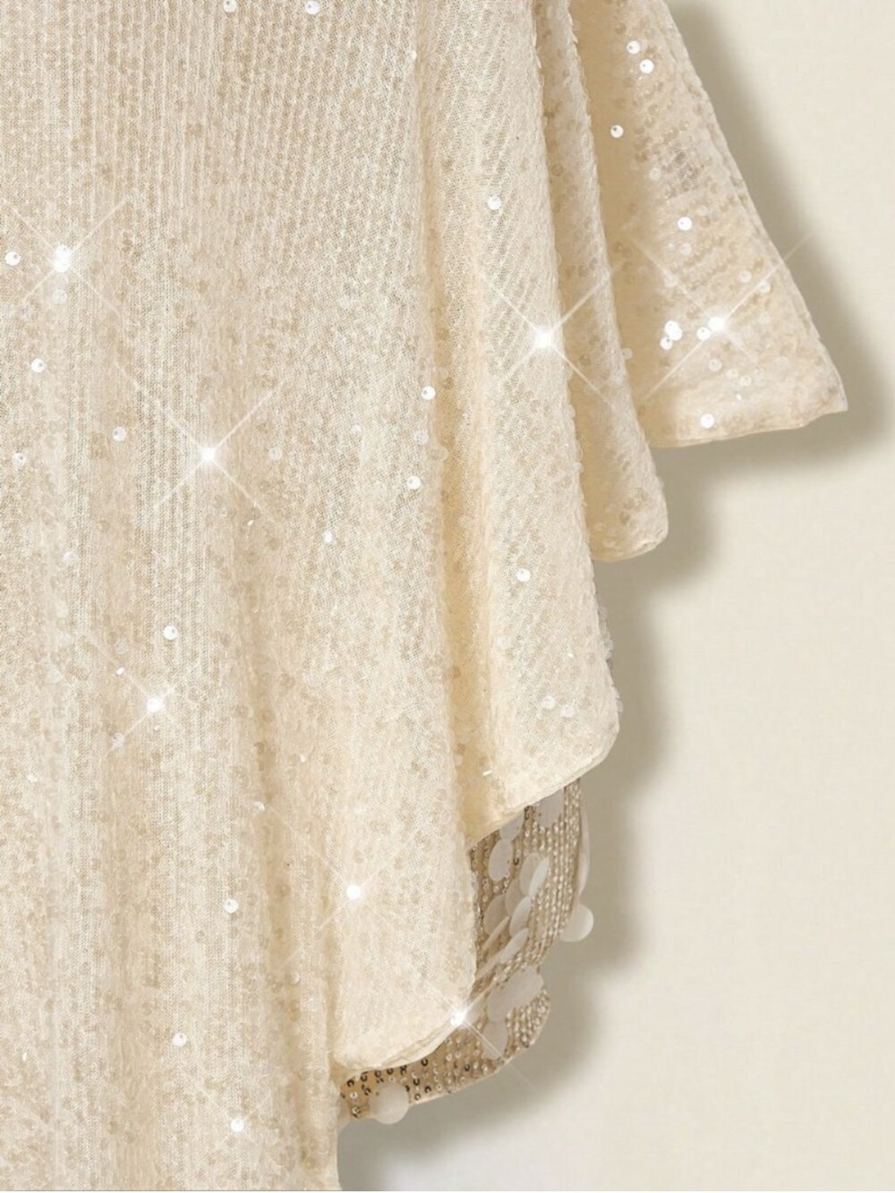One-Shoulder Sequin Cream Dress Cover-Up - Picture 13 of 14